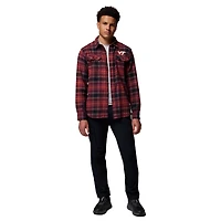 Chemise boutonnée à manches longues en flanelle Omni-Wick pour homme, couleur marron Columbia Virginia Tech Hokies Flare Gun