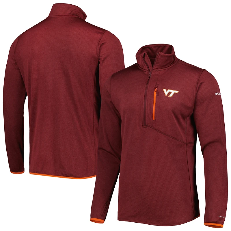 Haut à demi-glissière Omni-Wick Park View Virginia Tech Hokies Columbia marron pour homme