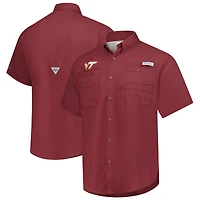 Chemise boutonnée Tamiami Omni-Shade marron Columbia pour homme, Virginia Tech Hokies