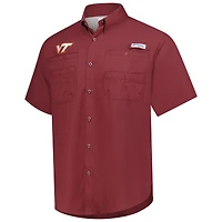 Chemise boutonnée Tamiami Omni-Shade marron Columbia pour homme, Virginia Tech Hokies