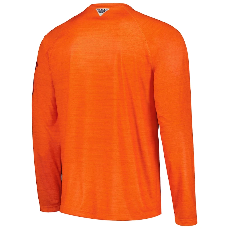 T-shirt à manches longues Columbia Orange Virginia Tech Hokies PFG Terminal Tackle Omni-Shade Raglan pour homme