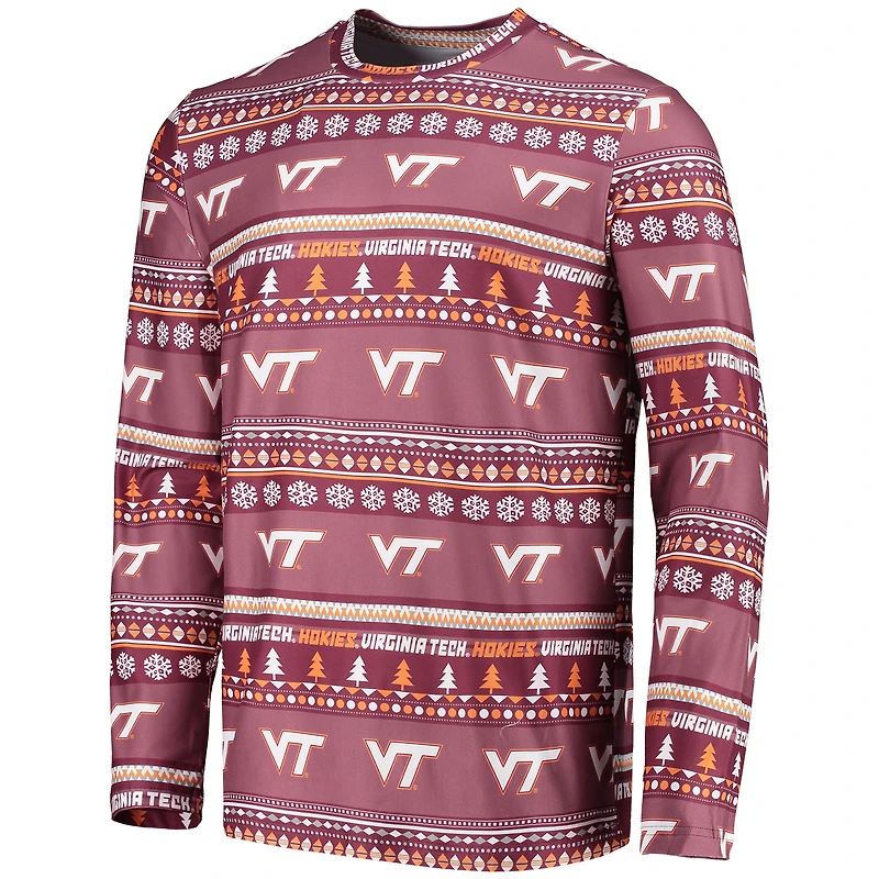 Ensemble de nuit pour homme Concepts Sport Maroon Virginia Tech Hokies, haut à manches longues et pantalon