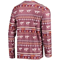 Men's Concepts Sport Maroon Virginia Tech Hokies Ugly Sweater Long Sleeve Top and Pants Sleep Set