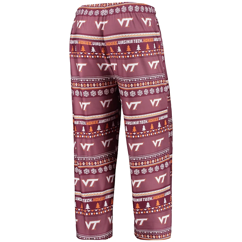 Men's Concepts Sport Maroon Virginia Tech Hokies Ugly Sweater Long Sleeve Top and Pants Sleep Set