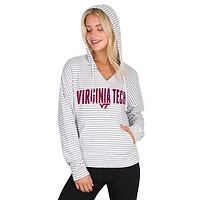 Sweat à capuche rayé col en V et manches longues Virginia Tech Hokies Sport pour homme, blanc/gris