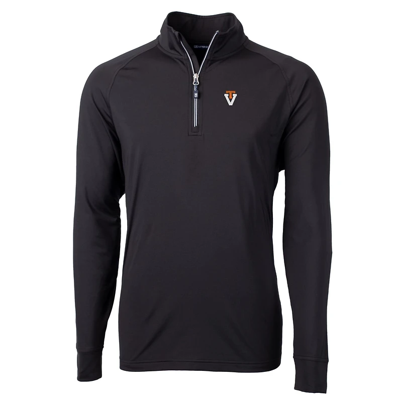 Men's Cutter & Buck Black Virginia Tech Hokies Adapt Eco Knit Stretch Recycled Quarter-Zip Pullover Top