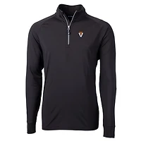 Men's Cutter & Buck Black Virginia Tech Hokies Adapt Eco Knit Stretch Recycled Quarter-Zip Pullover Top