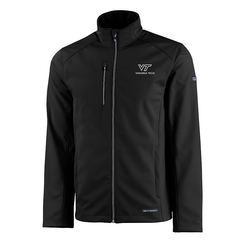 Men's Cutter & Buck  Black Virginia Tech Hokies Evoke Eco Softshell Recycled Full-Zip Jacket