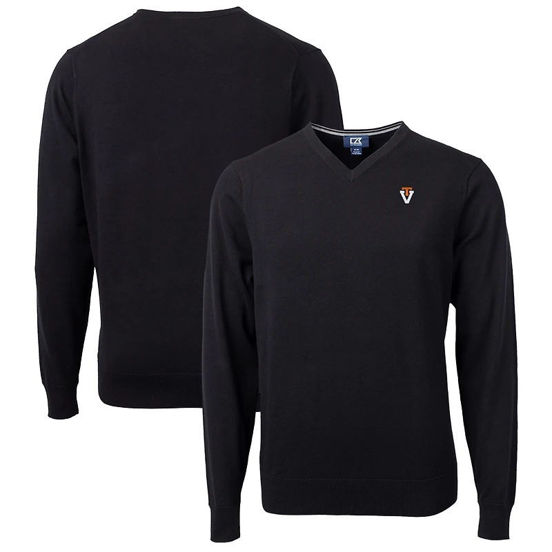Pull à col en V noir pour homme, Cutter & Buck, Virginia Tech Hokies, Lakemont Tri-Blend, grande taille