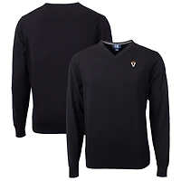 Pull à col en V noir pour homme, Cutter & Buck, Virginia Tech Hokies, Lakemont Tri-Blend, grande taille