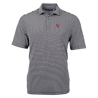 Polo Cutter & Buck noir pour homme Virginia Tech Hokies, logo rétro, en piqué éco-responsable à rayures recyclées.