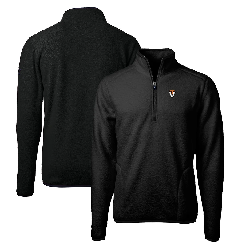 Haut zippé quart de tour en polaire écologique Sherpa Vault Cascade des Virginia Tech Hokies pour homme, couleur noire, Cutter & Buck, grandes tailles