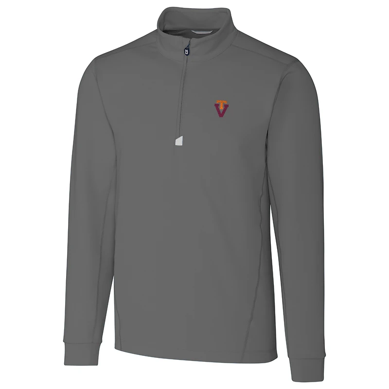 Veste à enfiler zippée quart de tour pour homme, modèle Cutter & Buck, gris, Virginia Tech Hokies, grande taille, College Vault Traverse