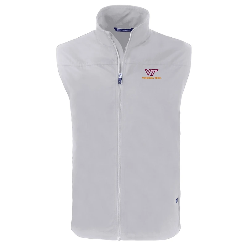 Men's Cutter & Buck  Gray Virginia Tech Hokies Charter Eco Recycled Full-Zip Vest