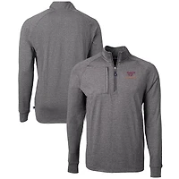 Men's Cutter & Buck  Heather Black Virginia Tech Hokies Big Tall Adapt Eco Knit Quarter-Zip Pullover Top