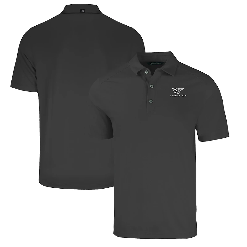 Men's Cutter & Buck Heather Black Virginia Tech Hokies Forge Eco Stretch Recycled Polo