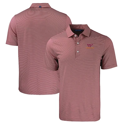 Polo Cutter & Buck Forge Eco Double Stripe Stretch en tissu recyclé bordeaux pour homme