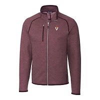 Veste en maille zippée Cutter & Buck bordeaux Virginia Tech Hokies Mainsail pour homme