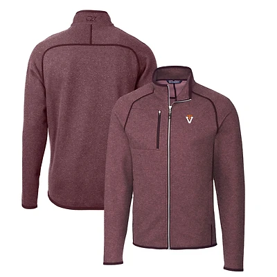 Veste en maille zippée Cutter & Buck bordeaux Virginia Tech Hokies Mainsail pour homme