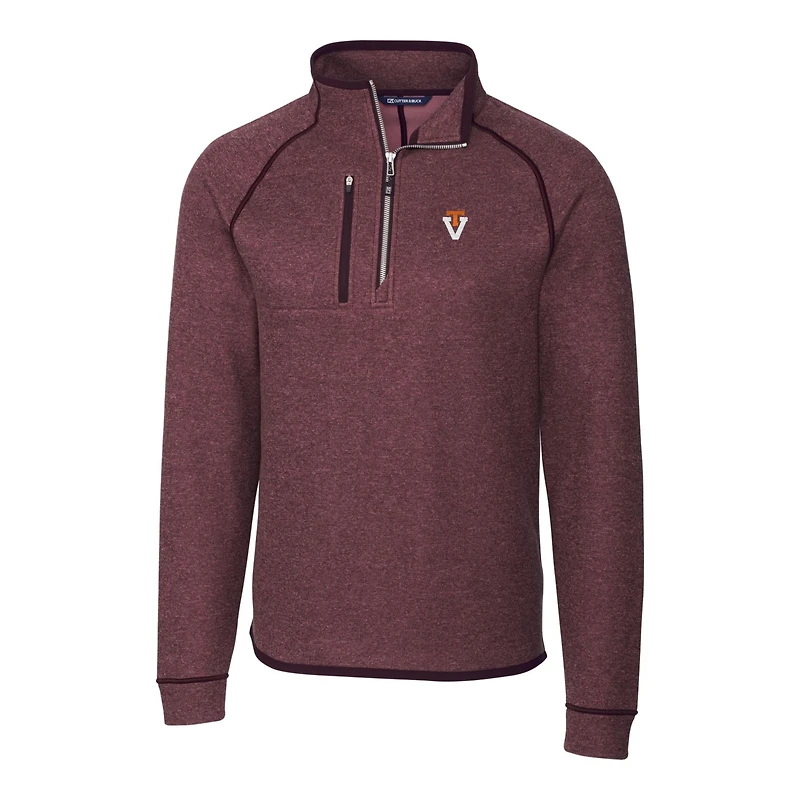 Men's Cutter & Buck Maroon Virginia Tech Hokies Mainsail Sweater-Knit Half-Zip Pullover Jacket