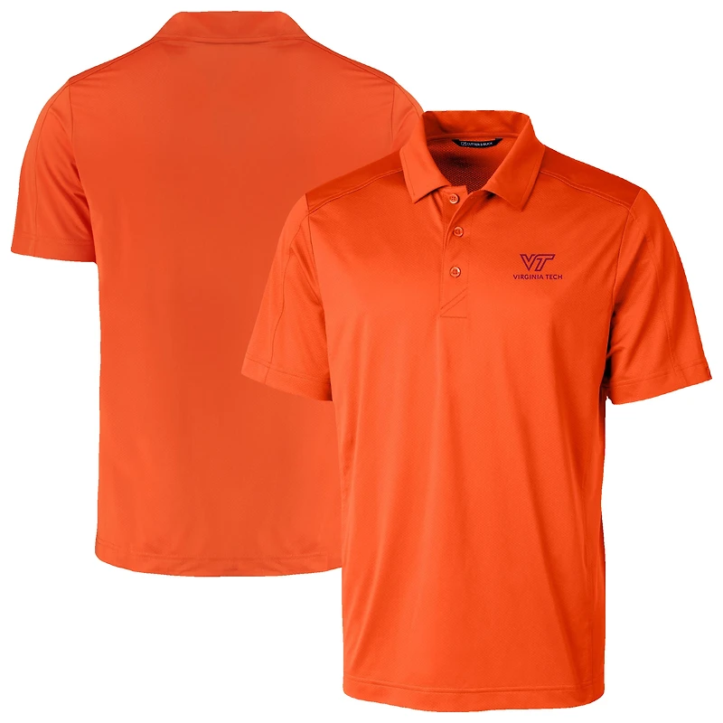 Polo Cutter & Buck Orange Virginia Tech Hokies Prospect Eco Textured Stretch Recycled pour homme