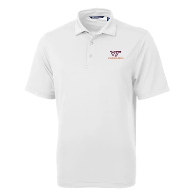 Men's Cutter & Buck White Virginia Tech Hokies Big Tall Virtue Eco Pique Recycled Polo
