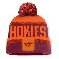 Bonnet en tricot à revers Thrive Fanatics marron/orange pour homme des Virginia Tech Hokies avec pompon