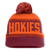 Bonnet en tricot à revers Thrive Fanatics marron/orange pour homme des Virginia Tech Hokies avec pompon