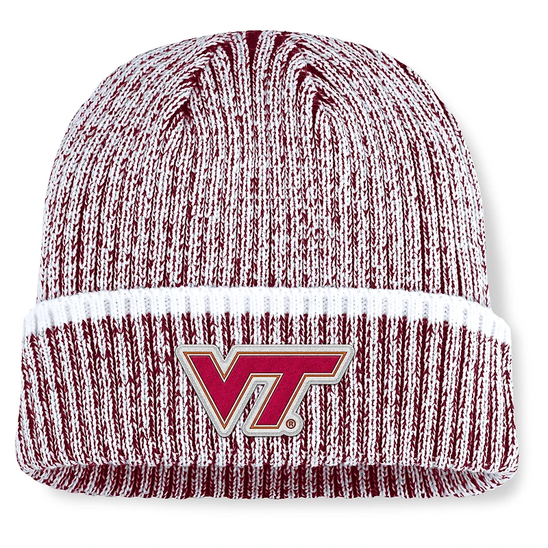 Bonnet en tricot à revers Haze des Virginia Tech Hokies pour homme, couleur marron/blanc