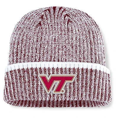 Bonnet en tricot à revers Haze des Virginia Tech Hokies pour homme, couleur marron/blanc