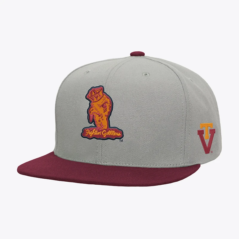 Casquette snapback Mitchell & Ness grise/bordeaux Virginia Tech Hokies à carreaux pour homme