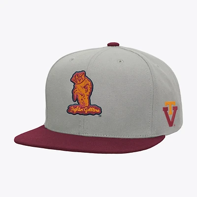 Men's Mitchell & Ness  Gray/Maroon Virginia Tech Hokies Plaid OG Snapback Hat