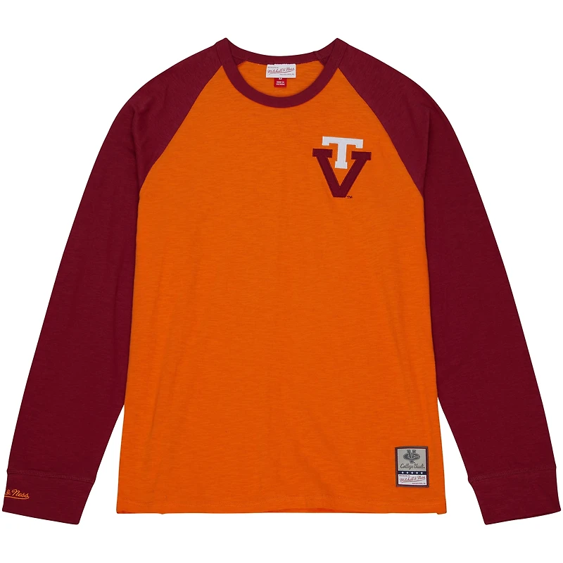 T-shirt orange à manches longues Mitchell & Ness Virginia Tech Hokies Legendary Slub Raglan pour hommes