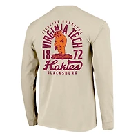 Men's Natural Virginia Tech Hokies Comfort Colors Mascot Overlay Long Sleeve T-Shirt
