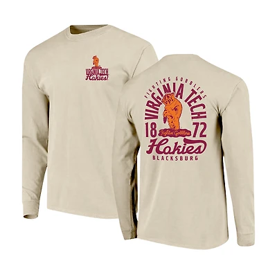 Men's Natural Virginia Tech Hokies Comfort Colors Mascot Overlay Long Sleeve T-Shirt