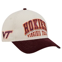 Men's New Era Maroon/Cream Virginia Tech Hokies Arch Two-Tone Corduroy 9FORTY A-Frame Adjustable Hat