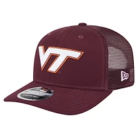 Casquette camionneur extensible à boutons-pression New Era marron Virginia Tech Hokies Primary 9SEVENTY pour homme
