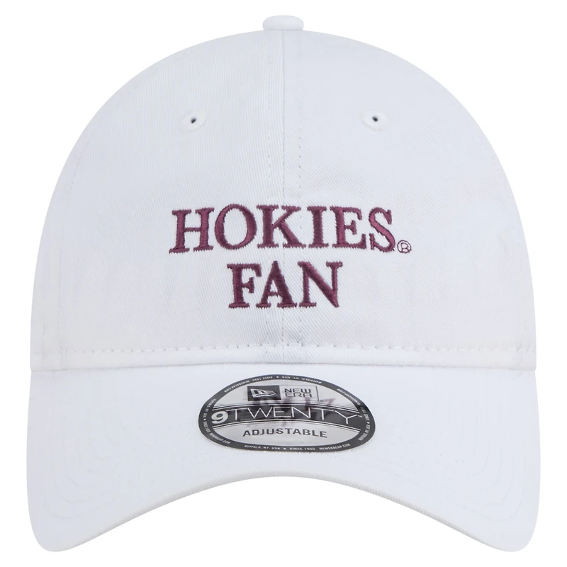 Casquette ajustable New Era blanche Virginia Tech Hokies Fan 9TWENTY pour homme