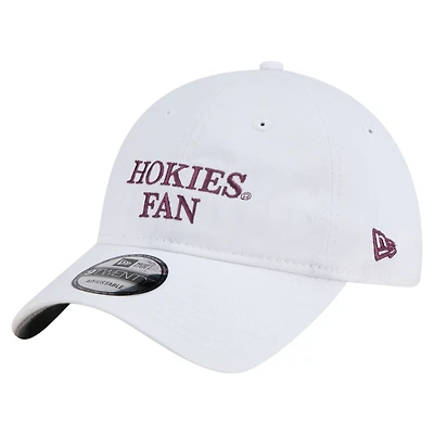Casquette ajustable New Era blanche Virginia Tech Hokies Fan 9TWENTY pour homme