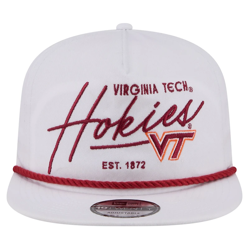 Casquette ajustable New Era blanche pour homme Virginia Tech Hokies Team Rope 19TWENTY