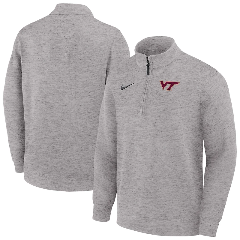 Pull-over Nike gris Virginia Tech Hokies Coaches Dri-FIT à demi-zip pour homme