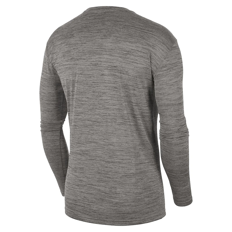 T-shirt à manches longues Nike Virginia Tech Hokies Team Velocity Performance pour homme, gris chiné