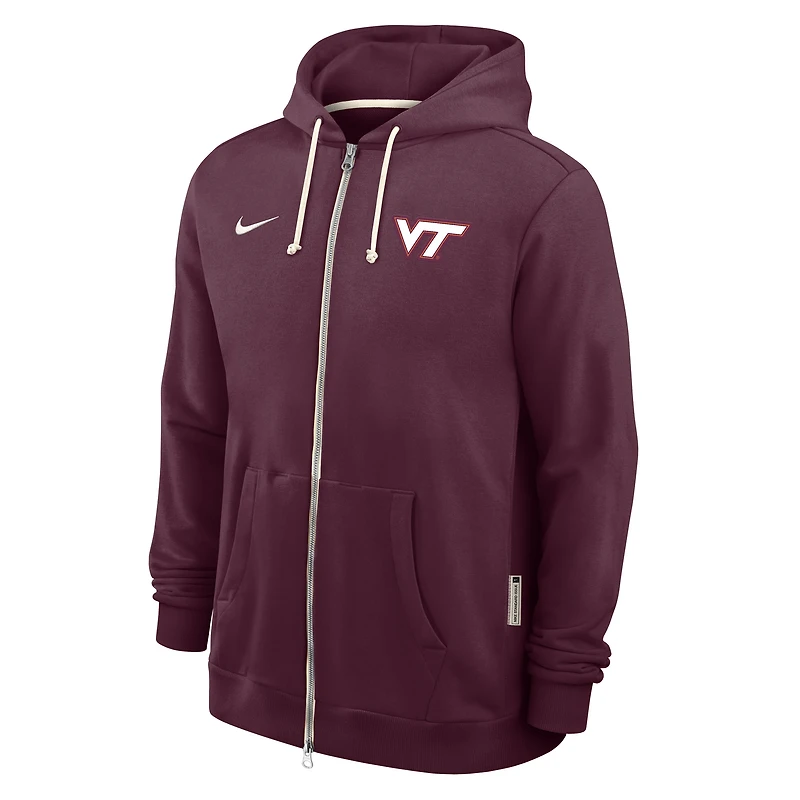 Men's Nike Maroon Virginia Tech Hokies 2025 Sideline Performance Full-Zip Hoodie