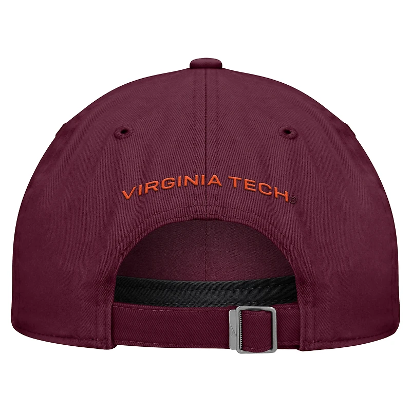 Casquette ajustable Nike bordeaux Virginia Tech Hokies 2026 Sideline Club pour homme