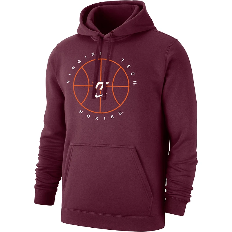 Sweat à capuche en polaire Nike Maroon Virginia Tech Hokies Basketball Icon Club pour homme
