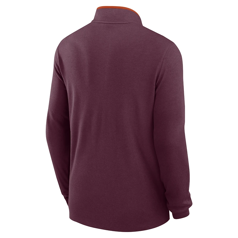 Haut Nike marron Virginia Tech Hokies Coaches Courtside Basketball Victory Performance à fermeture éclair quart de tour pour homme