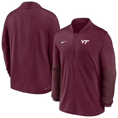 Pull Nike marron Virginia Tech Hokies Dri-FIT à demi-zip pour homme