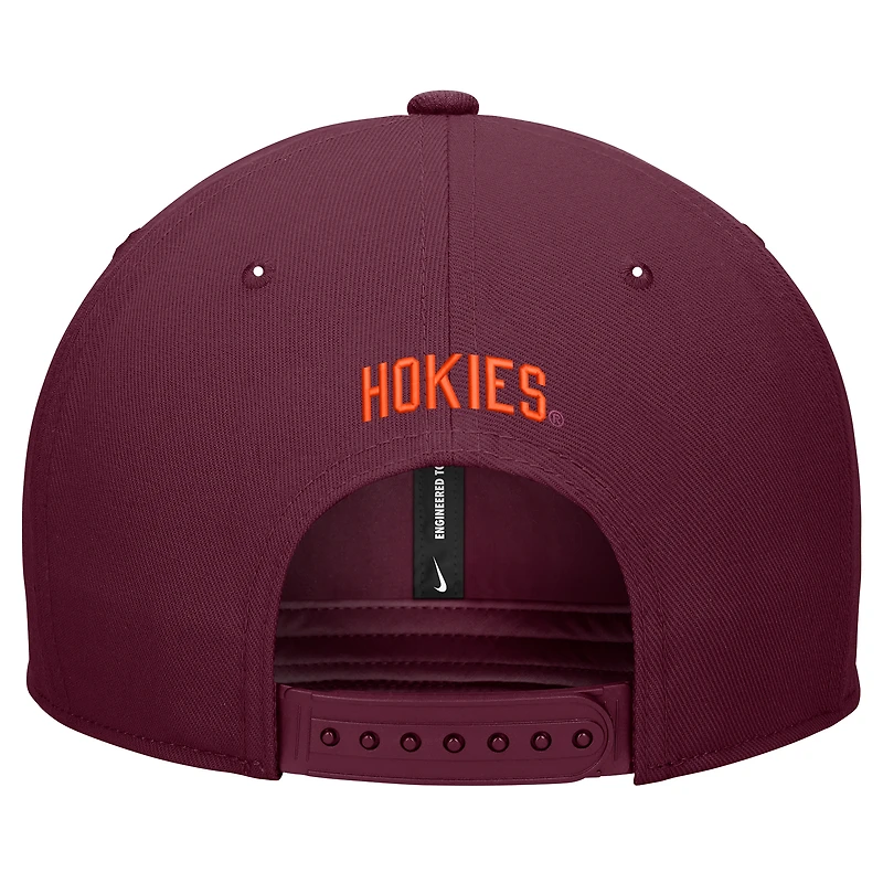Casquette Nike Virginia Tech Hokies Pro Snapback Bordeaux pour homme