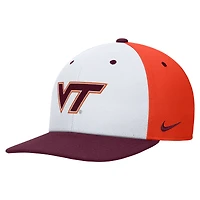 Casquette Snapback Pro Performance Nike blanche/orange pour homme Virginia Tech Hokies