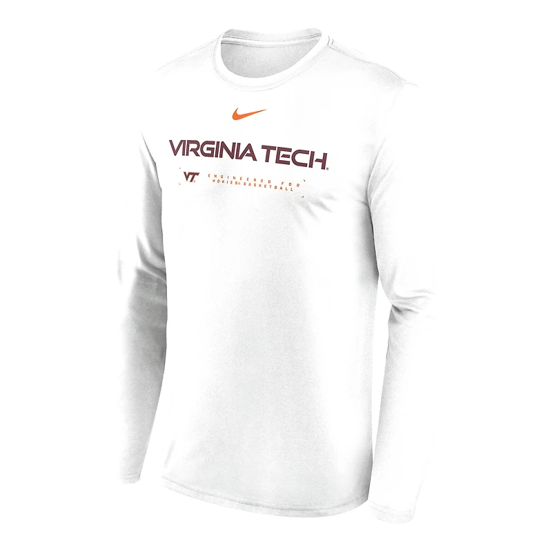 Men's Nike White Virginia Tech Hokies 2025 Courtside Basketball Shootaround Dri-FIT Long Sleeve T-Shirt